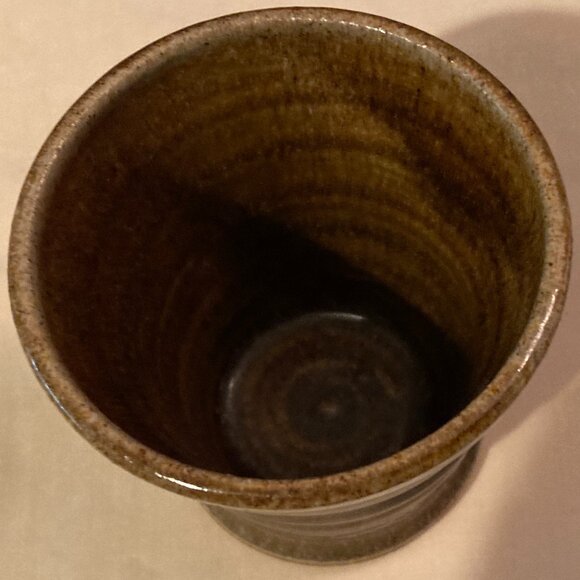 Handcrafted Artisan Pottery Vase/Cup-Swirled Design-Artist Signed-3" High-EUC - Picture 2 of 8